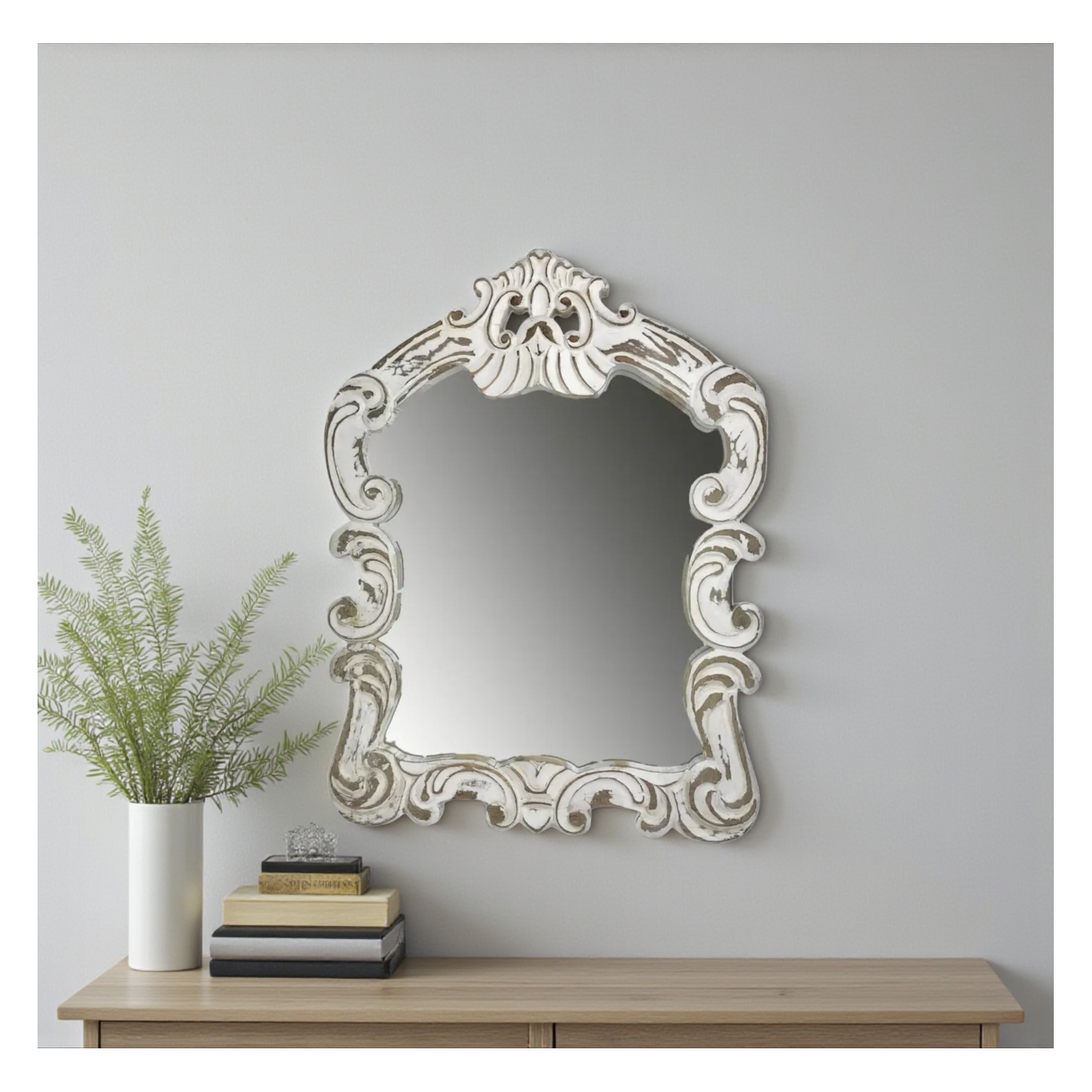 Royal Orleans Wall Mirror-White Wash